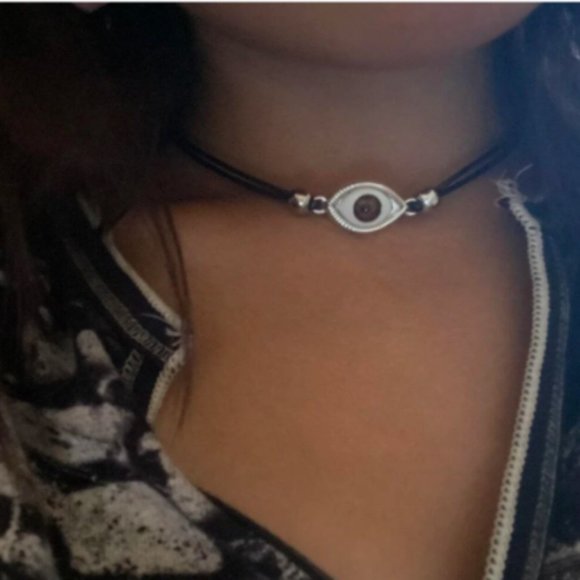 Double Black Cord Evil Eye / Nazar Necklace With Extension - Picture 2 of 4